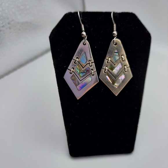 Vintage Alpaca Mexico Abalone Dangle Earrings. - Picture 13 of 13